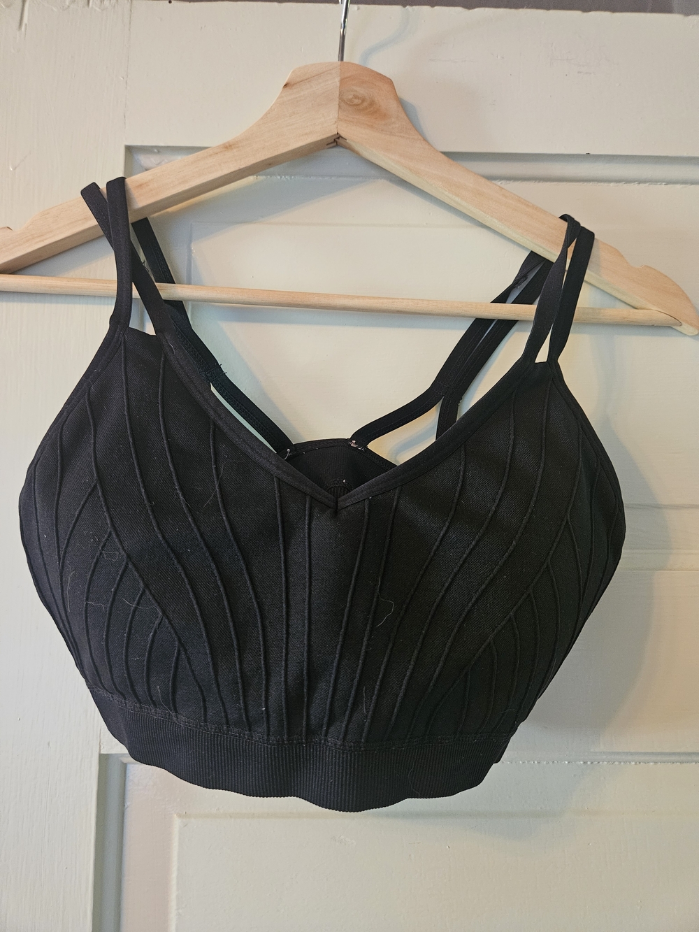Fabletics Black Double-Strap Seamed Sports Bra